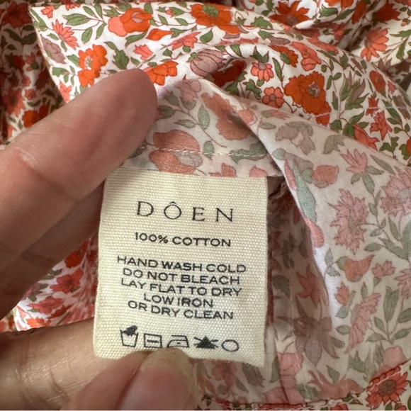 DÔEN Liberty Fabric Chime Floral Mini Dress Size M in Coral Poppy Boho Ruffles - Picture 8 of 13